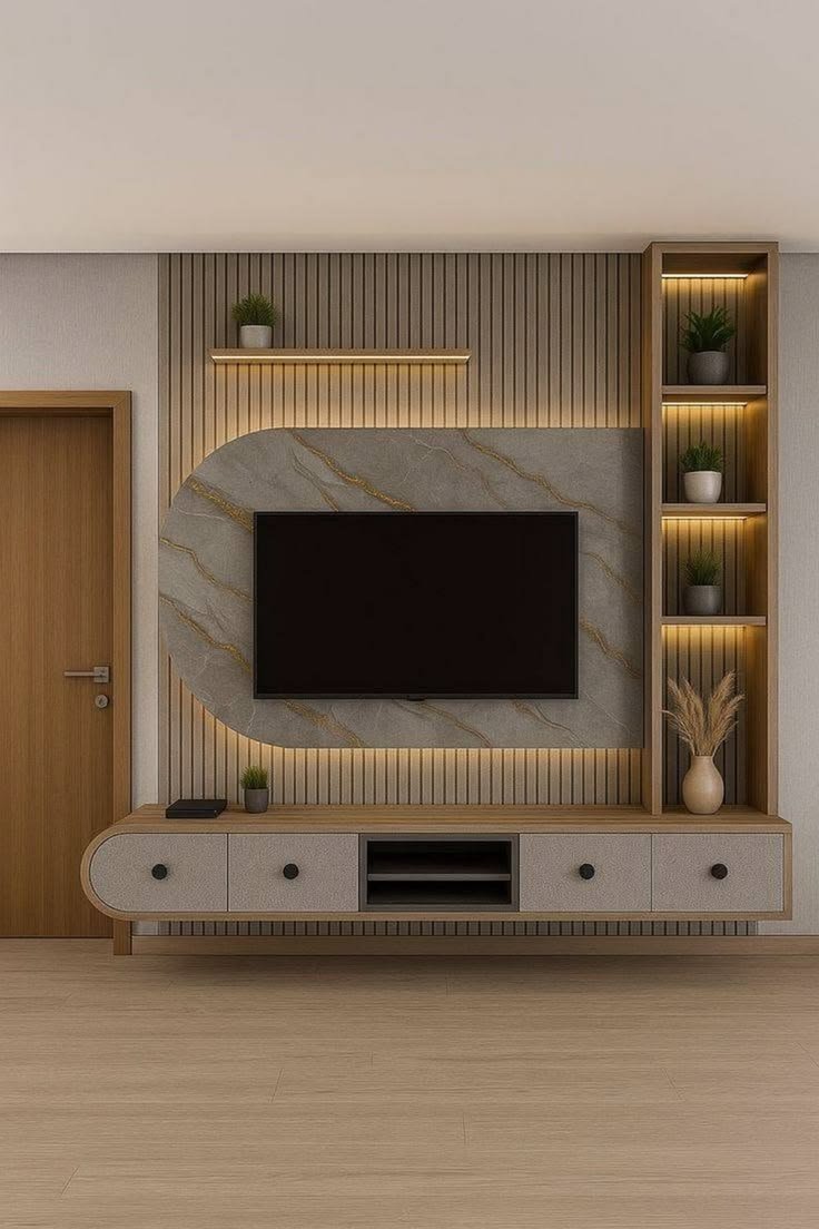 TV unit with display storage
